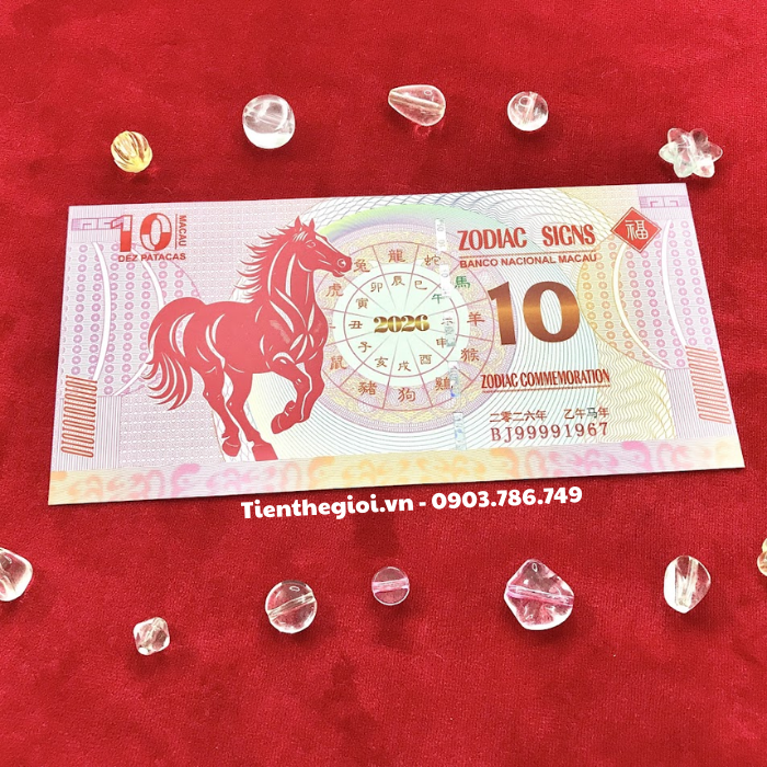 Tiền Lì Xì 10 Dola Macao Hình Con Ngựa 2026